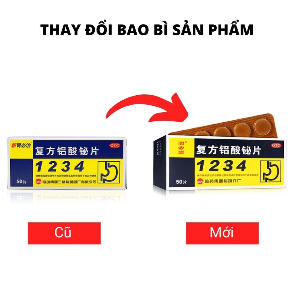 Viên dạ dày 1234 hộp 50 viên HIỆU QUẢ cho đau dạ dày, ợ chua, trào ngược dạ dày, viêm dạ dày