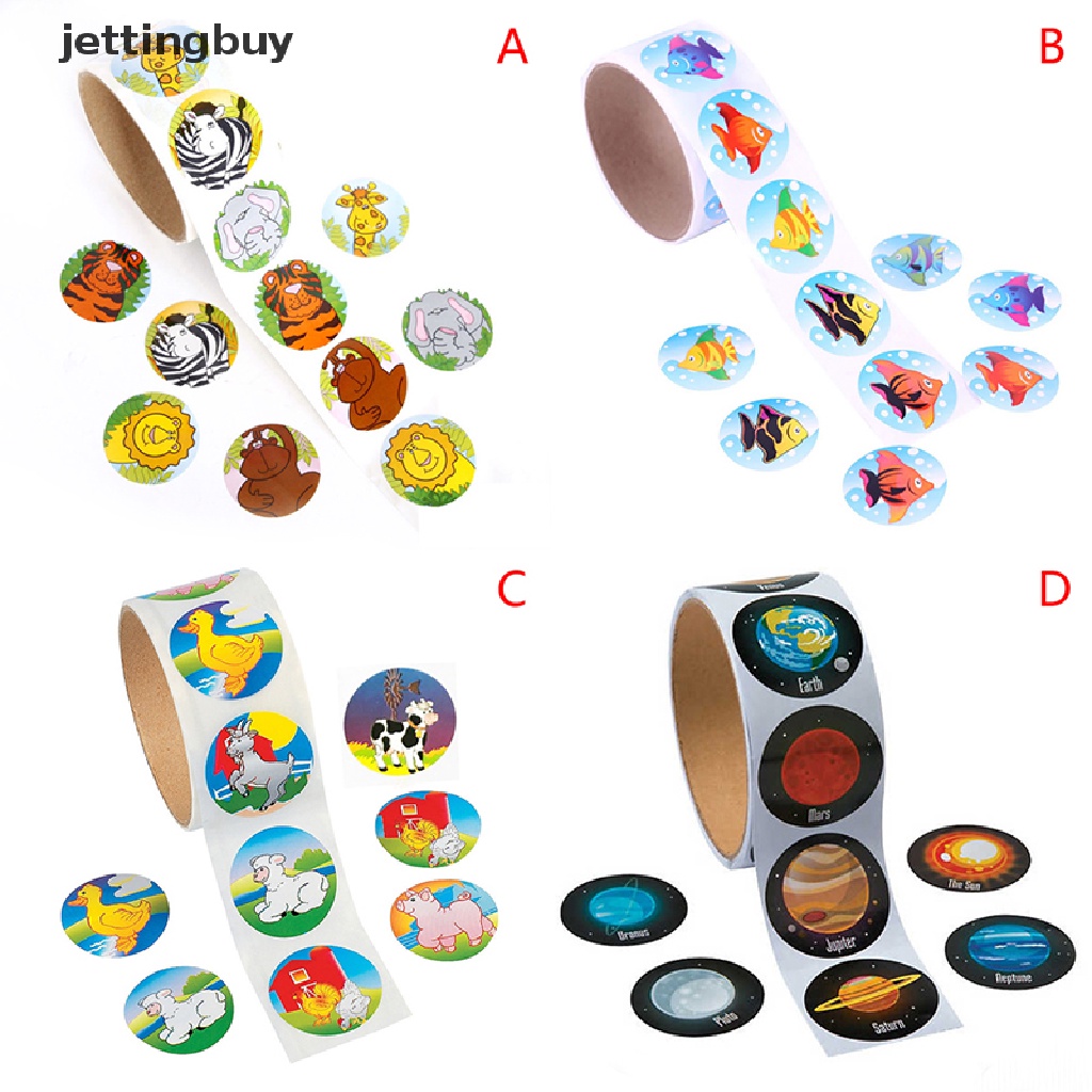 Bộ 100 Miếng Dán Hình Động Vật Hành Tinh Dùng Trang Trí Hộp Bánh DIY