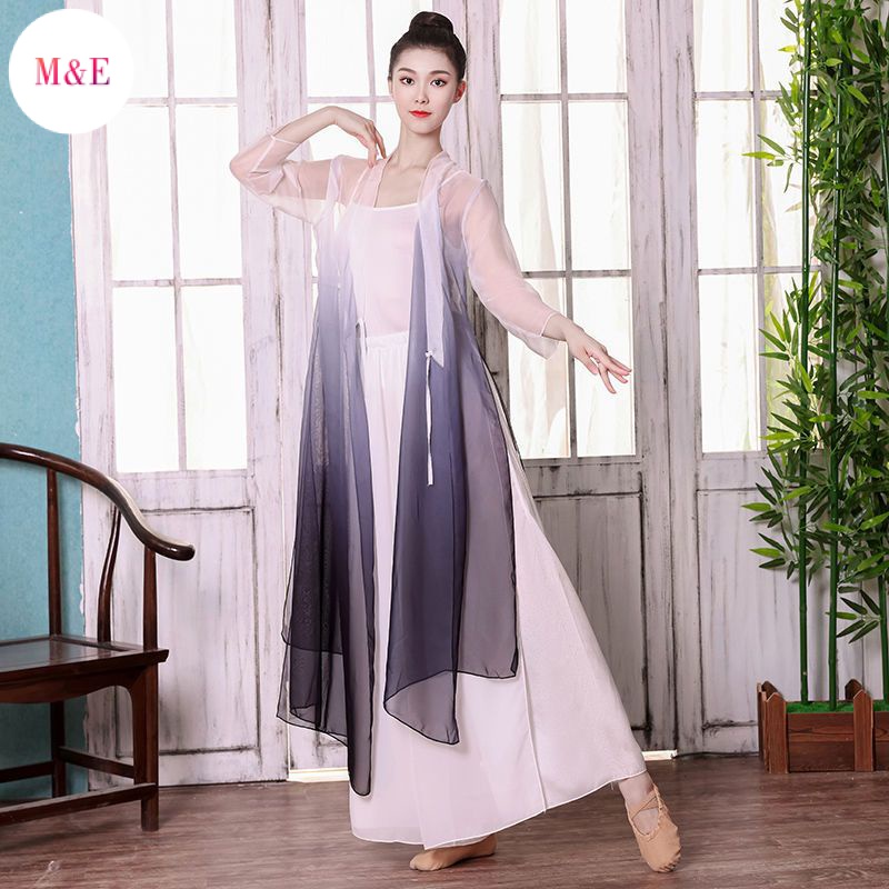 Trang Phục Biểu Diễn Múa Dân Tộc Trung Hoa Cổ Điển M &amp; E Màu Trắng Đen