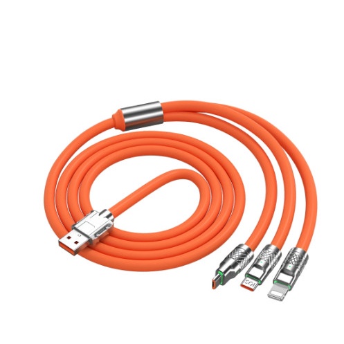 Cáp Sạc Nhanh 120W Cá Mập Bọc Thép 3 Đầu