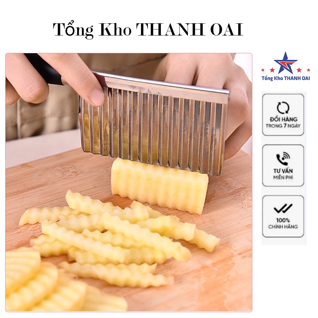 Dao thái hoa quả cuộn sóng chất liệu inox