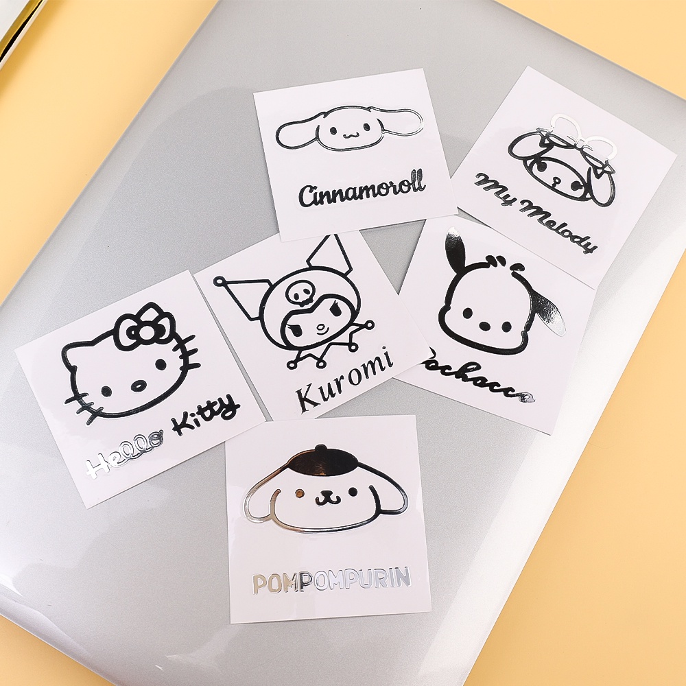 SANRIO Miếng Dán Trang Trí Điện Thoại / Ván Trượt / Máy Tính Bằng Kim Loại Chống Thấm Nước Họa Tiết Hoạt Hình Dễ Thương