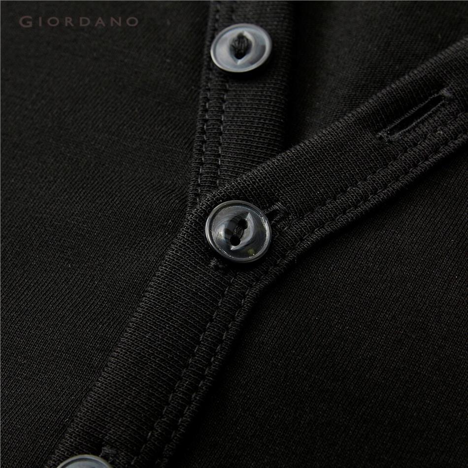 Áo thun GIORDANO 01023418 Cổ Henley tay ngắn màu trơn thời trang