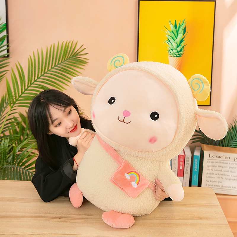 Ba Lô Lông Cừu 8 Inch Màu Cầu Vồng Mới Cho Bé Gái