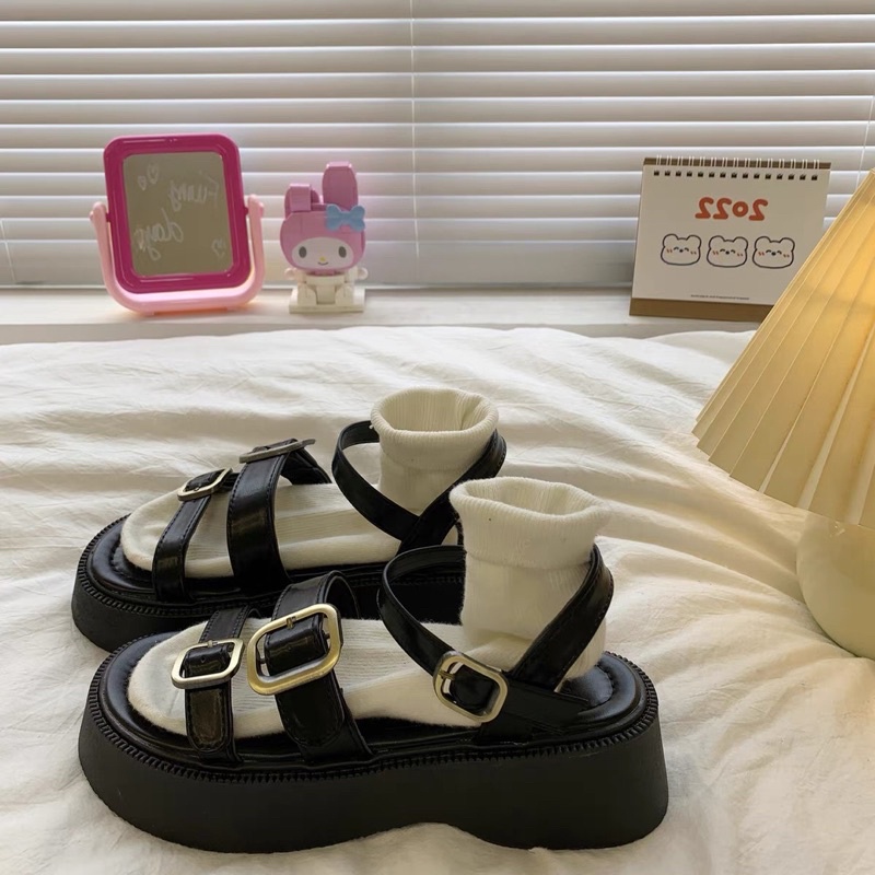 Dép Sandal nữ - Giày quai hậu đi học nữ quai mảnh đế xuồng phong cách ulzzang retro