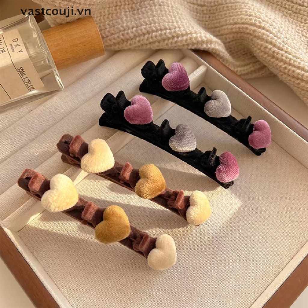 Kẹp Tóc Hình Trái Tim Hai Lớp Thời Trang Thu Đông Cho Nữ
