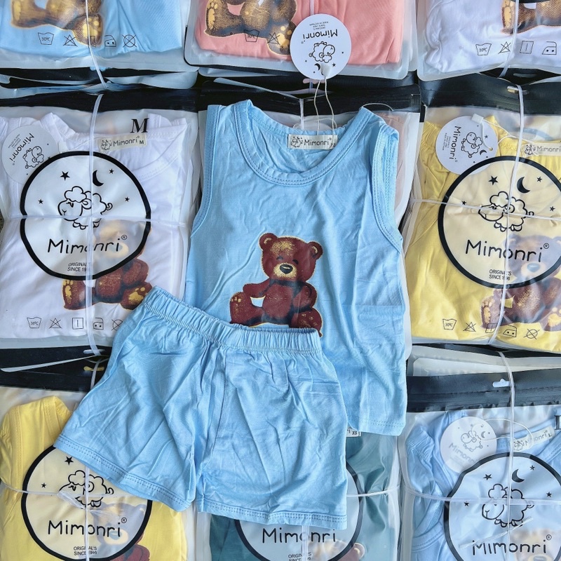 Bộ ba lỗ thun lạnh mimonri cho bé trai và bé gái 5-18kg
