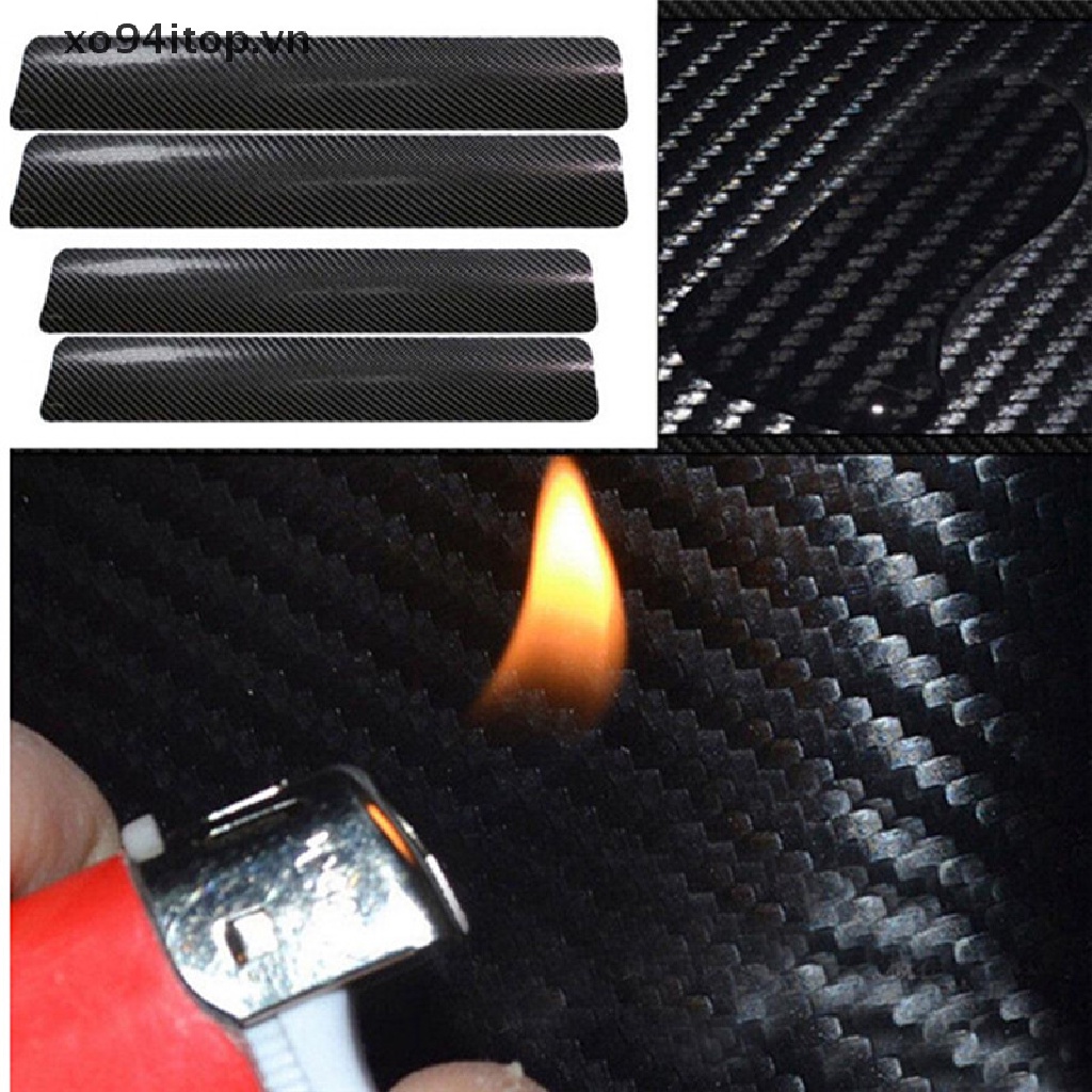 Set 4 Miếng Dán Sợi Carbon 3D Chống Trầy Trang Trí Cửa Xe Hơi