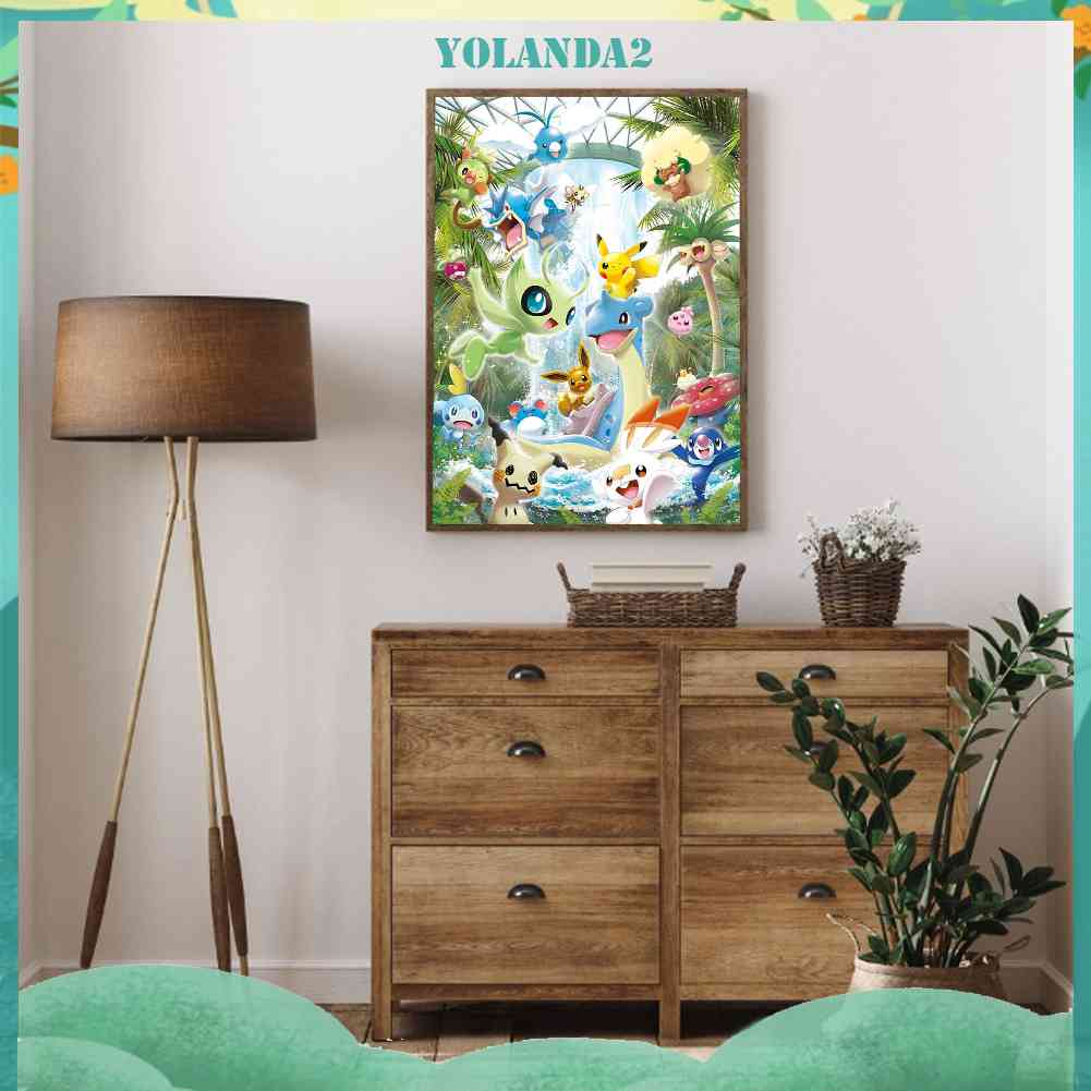 Tranh Đính Đá Kim Cương Toàn Bộ 5D DIY Hình Pokemon