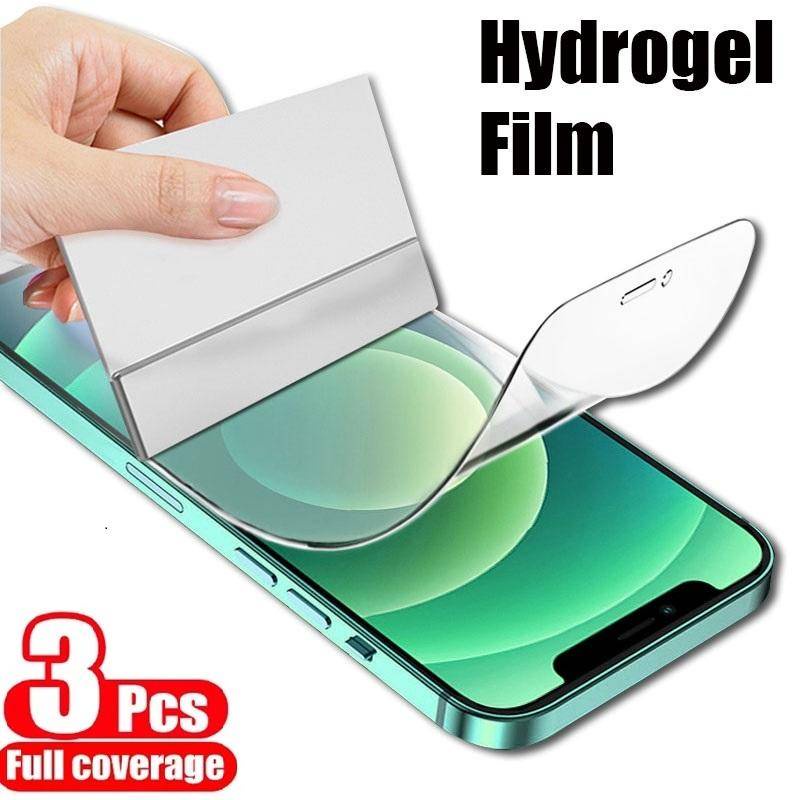 Bộ 3 Miếng Dán Bảo Vệ Màn Hình Bằng Silicone TPU Mềm Cho iPhone 14 13 12 11 Pro Max Mini Plus 6 6s 7 8 SE 2020 2022 X Xs XR Max Kính