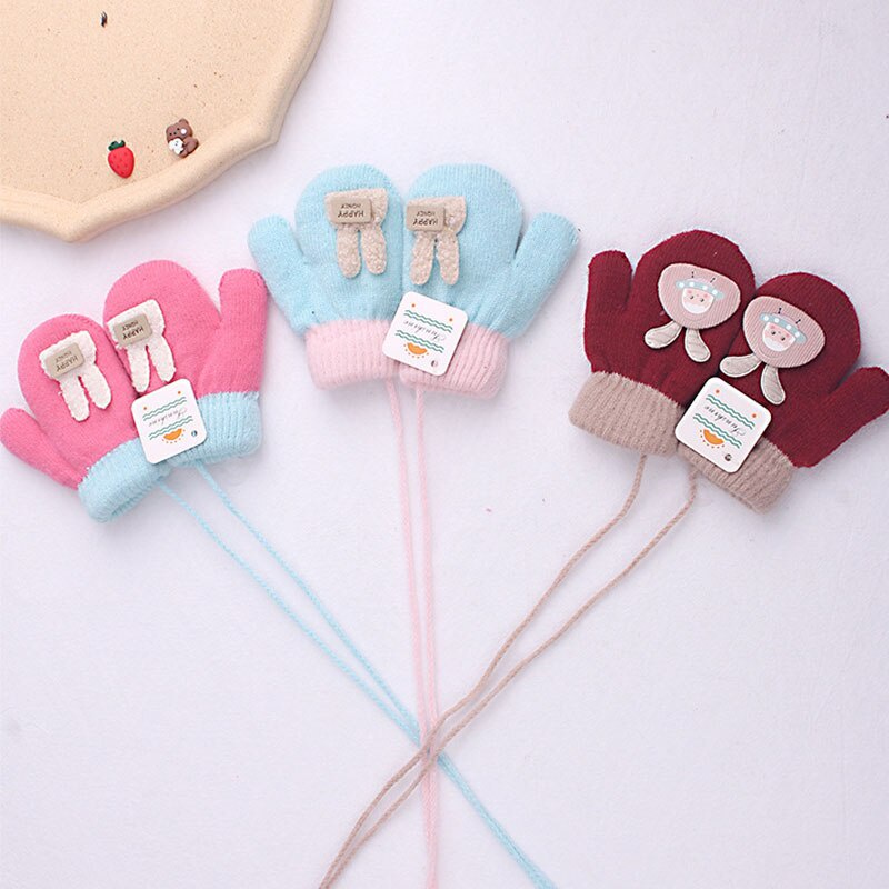 Găng Tay Dệt Kim Hoạ Tiết Hoạt Hình Dễ Thương Cho Bé