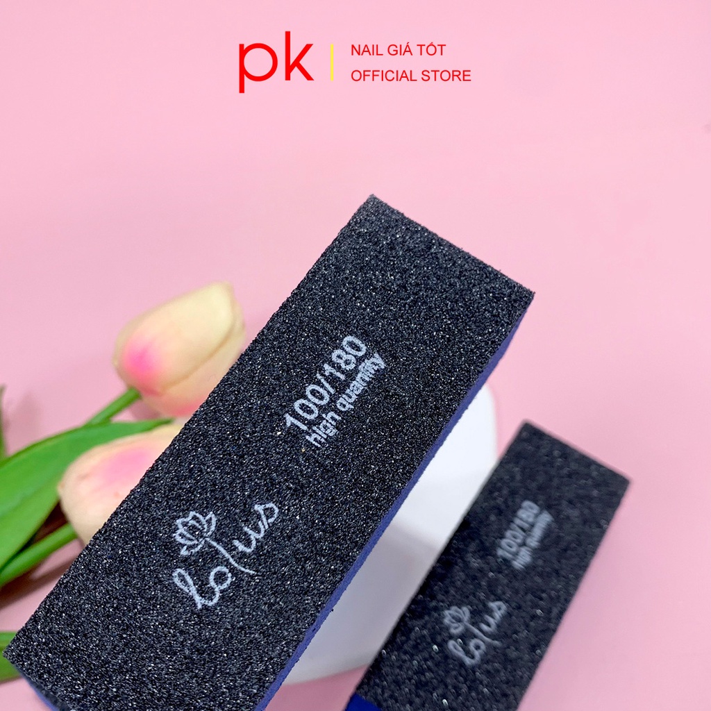 Phao dũa móng, phao nail vuông nhám sần Lotus màu cam đen