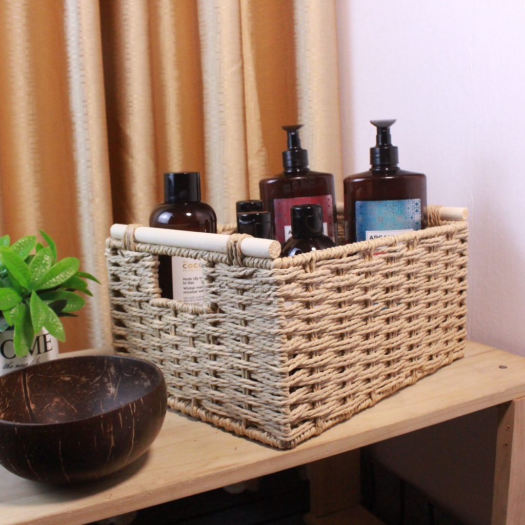 Giỏ Mây Đựng Đồ Spa, Giỏ Đựng Đồ Phòng Tắm Homestay, Resort, Khách sạn, Giỏ Cói Đựng Quần Áo, Chăn Mền