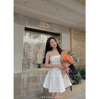 ĐẦM DÂY TRẮNG VIỀN REN EO