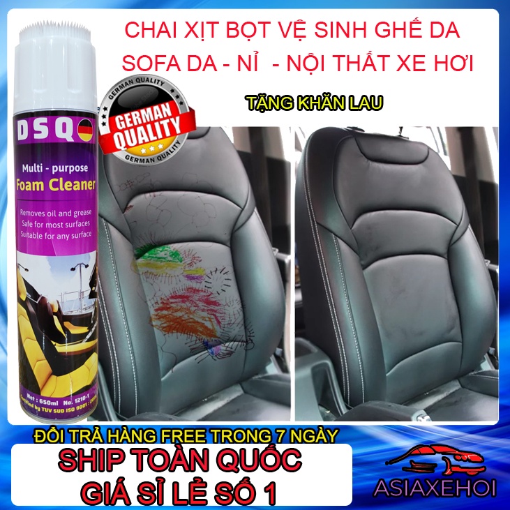 Vệ Sinh Nội Thất Ô tô - Làm Sạch Ghế Da - Xịt Nội Thất Ô tô - Vệ Sinh Sofa - Tẩy Ghế Sofa - Foam Cleaner - DSQ