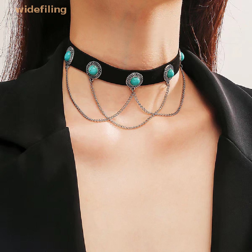 Vòng Cổ Choker Nhung Đen Nhiều Lớp Phong Cách Gothic Cổ Điển Cho Nữ
