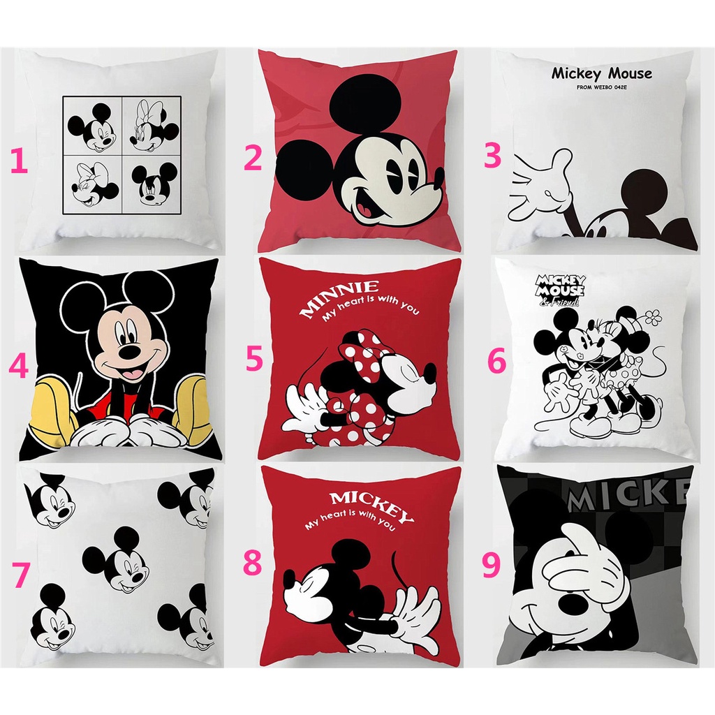 Vỏ GốI In HìNh ChuộT Mickey Dễ Thương 40X40.45X45.50X50.60X60.Vỏ Gối Đệm Trang Trí sofa Hình Động Vật Dễ Thương