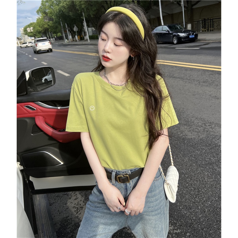 Áo Thun Tay Ngắn Cổ Tròn Dáng Rộng Thiết Kế Đơn Giản Thời Trang Mùa Hè Mới Cho