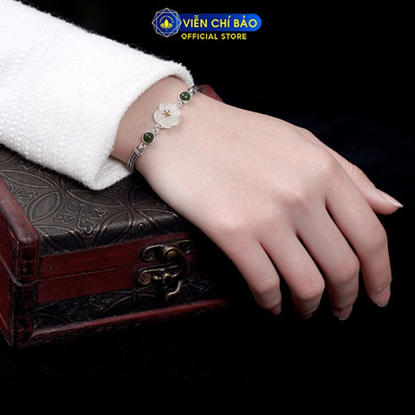 Lắc tay hoa sen chất liệu bạc Thái 925 thời trang phụ kiện trang sức Viễn Chí Bảo L000178