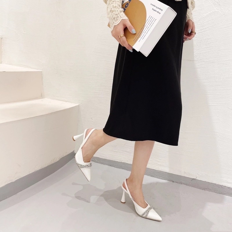 Giày gót nhọn bít mũi công sở cộng xoàn quấn chéo siêu hót 2023