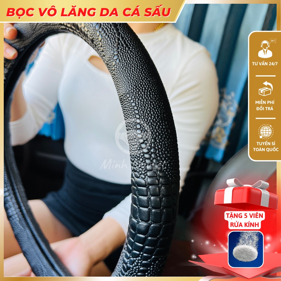 Bọc Vô lăng da cá sấu dành cho xe con, xe tải bền chắc, êm tay