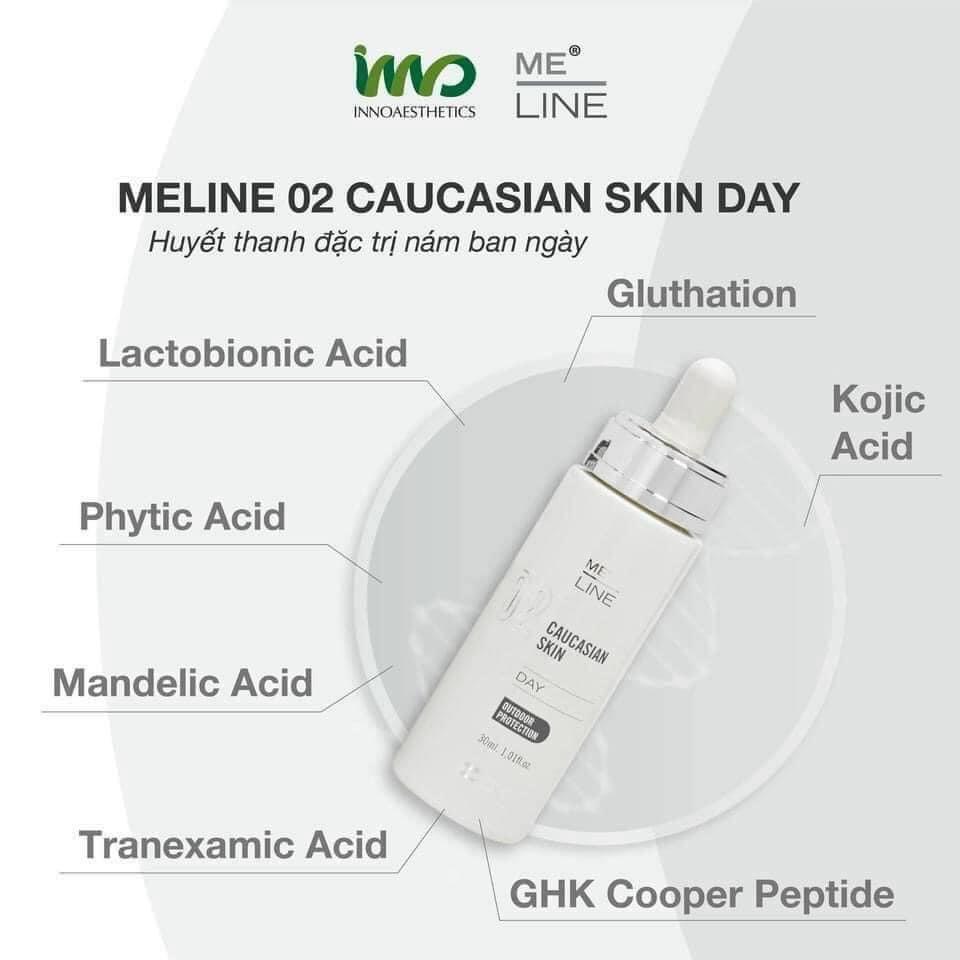 Meline 02 , innoaesthetics, Caucasian Skin Day HUYẾT THANH GIẢM THÂM, 30ML Phân Giải Sắc Tố Dưỡng Trắng Sáng Da