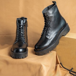 Giày Combat Boots Cao Cấp, Giày Nam Nữ Cao Cổ Buộc Dây Hỗ Trợ Tăng Chiều Cao Seen Sneaker