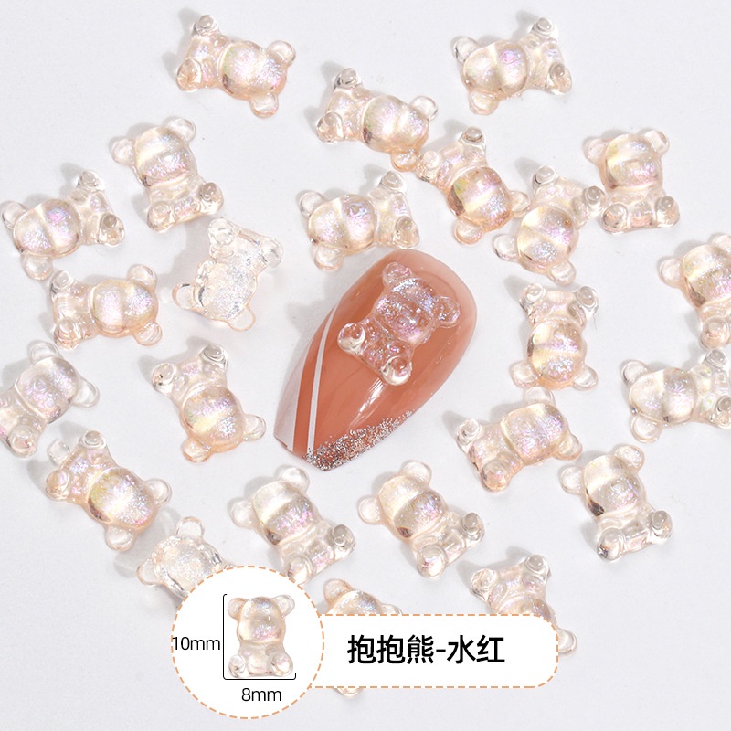 Miếng Dán Trang Trí Móng Tay Trong Suốt Hình Chú Gấu Dễ Thương DIY