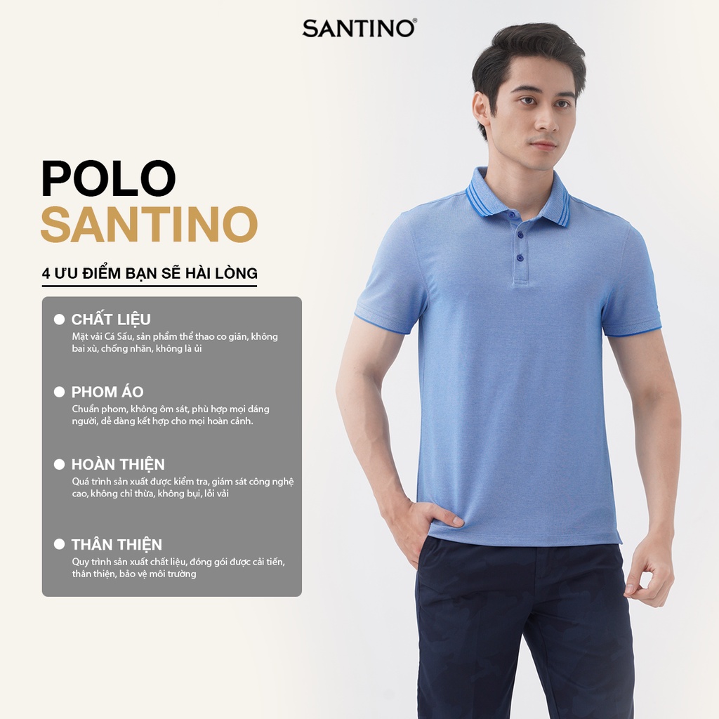 Áo Polo Nam Basic Santino Chuẩn Phom, Chất Liệu Cá Sấu Co Giãn Thoải Mái, Trẻ Trung Lịch Sự E620