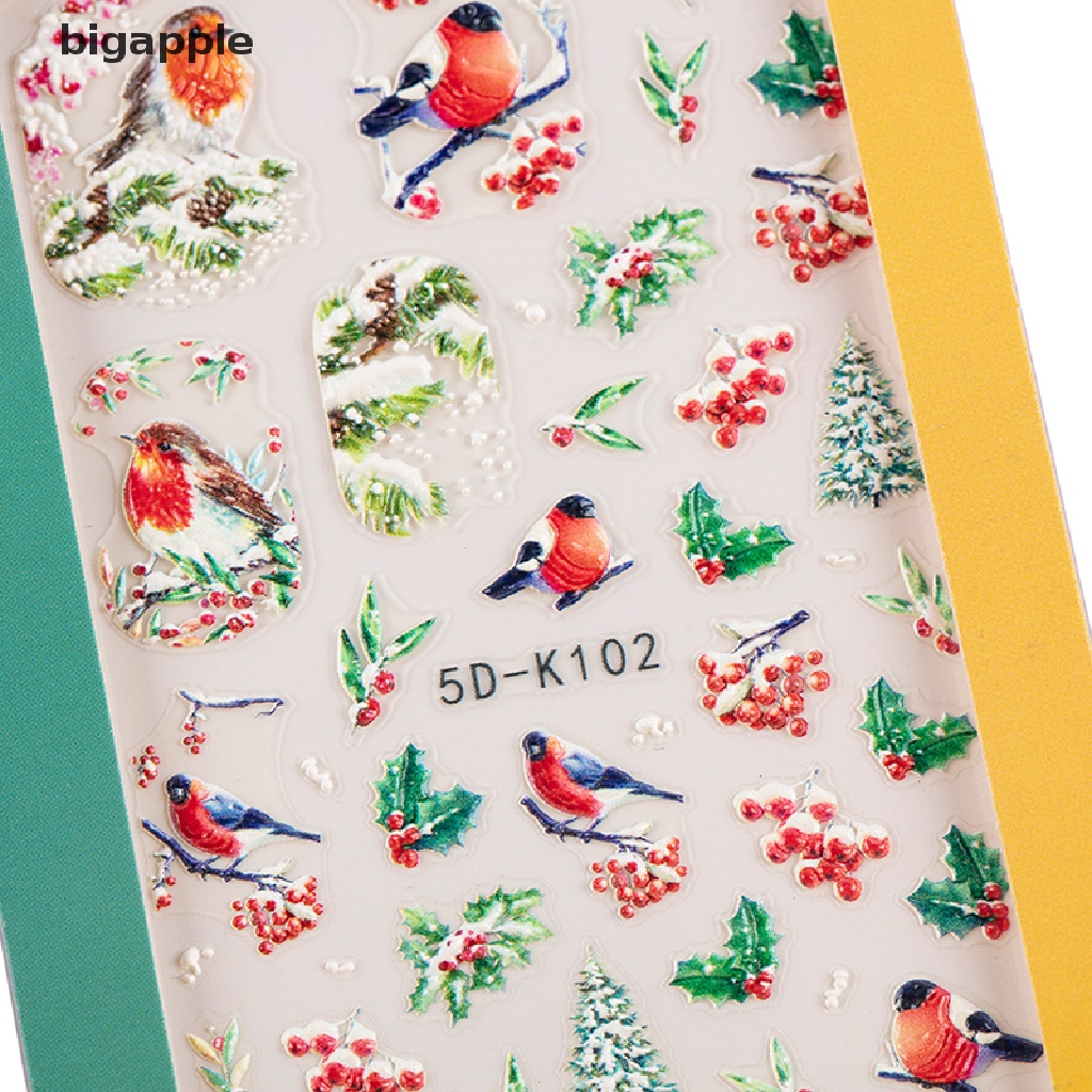 1 Tờ Sticker Dán Móng Họa Tiết Giáng Sinh 5D Dễ Thương Bắt Mắt