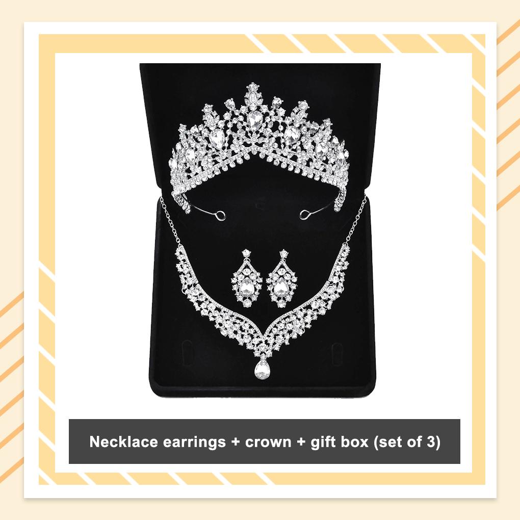 Bộ Trang Sức 3 Món Đính Đá Pha Lê Sang Trọng Cho Cô Dâu