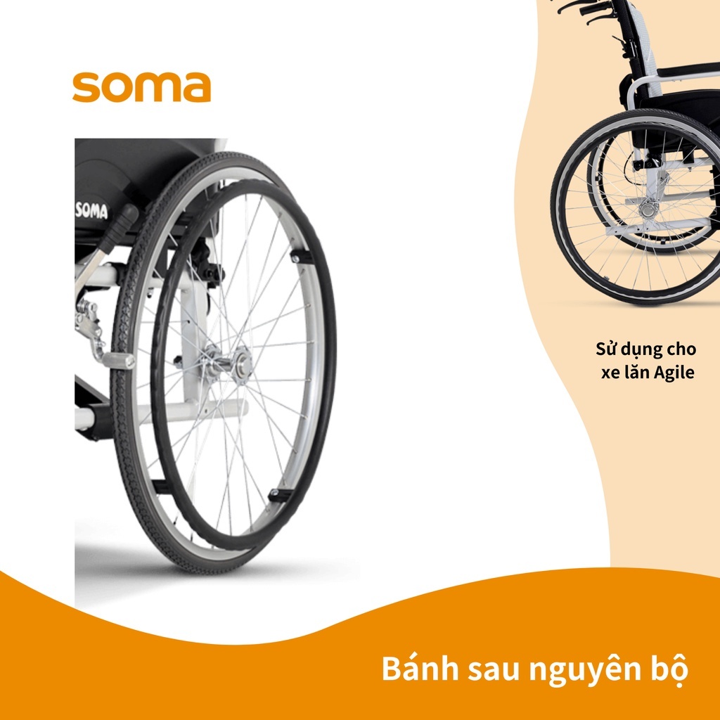 Phụ Kiện Xe Lăn KARMA Trọn Bộ Bánh Sau Sử Dụng Cho Xe Lăn SOMA/AGILE