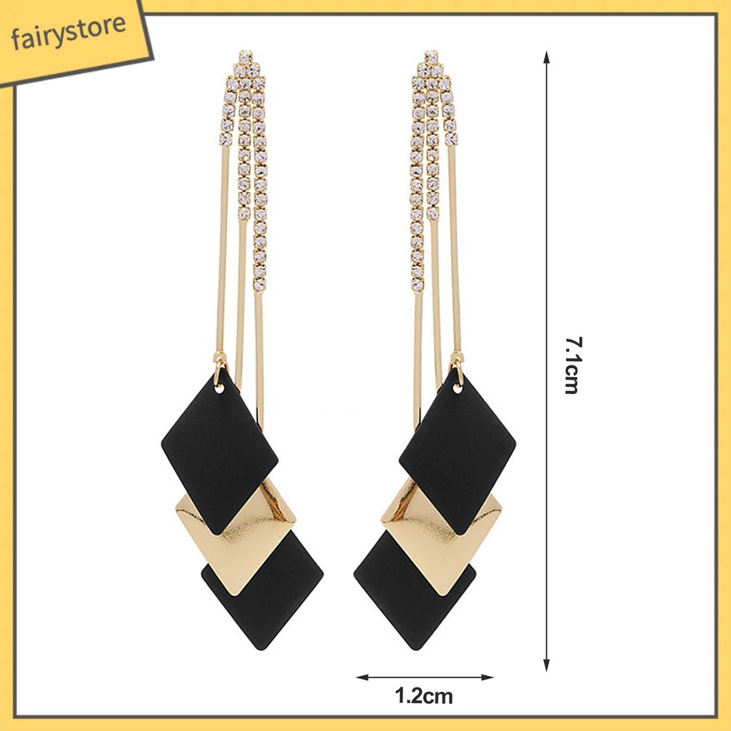 1 Đôi Bông Tai Tua Rua Đính Đá Màu Sắc Tương Phản Phong Cách Bohemian