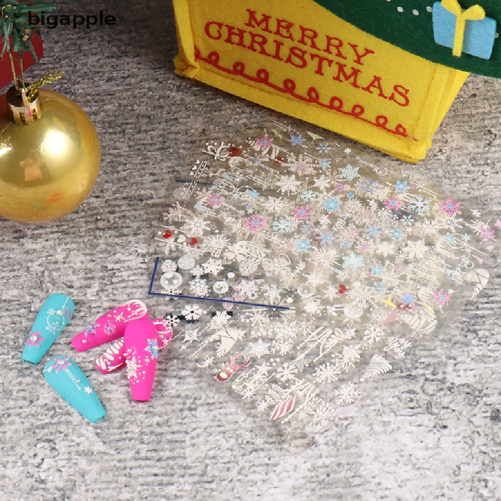 Hình Dán Trang Trí Móng Tay Họa Tiết Bông Tuyết 3D Lấp Lánh Xinh Xắn