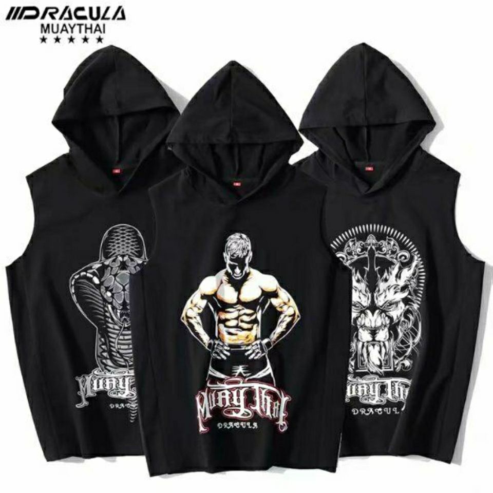 Bộ Đồ Tập Muay Thai / Boxing Sát Nách Có Mũ Trùm Thiết Kế Cá Tính Cho Nam Và Nữ
