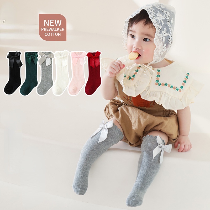 Vớ cotton Dài Đính Nơ To Kiểu Công Chúa Dễ Thương Cho Bé Gái