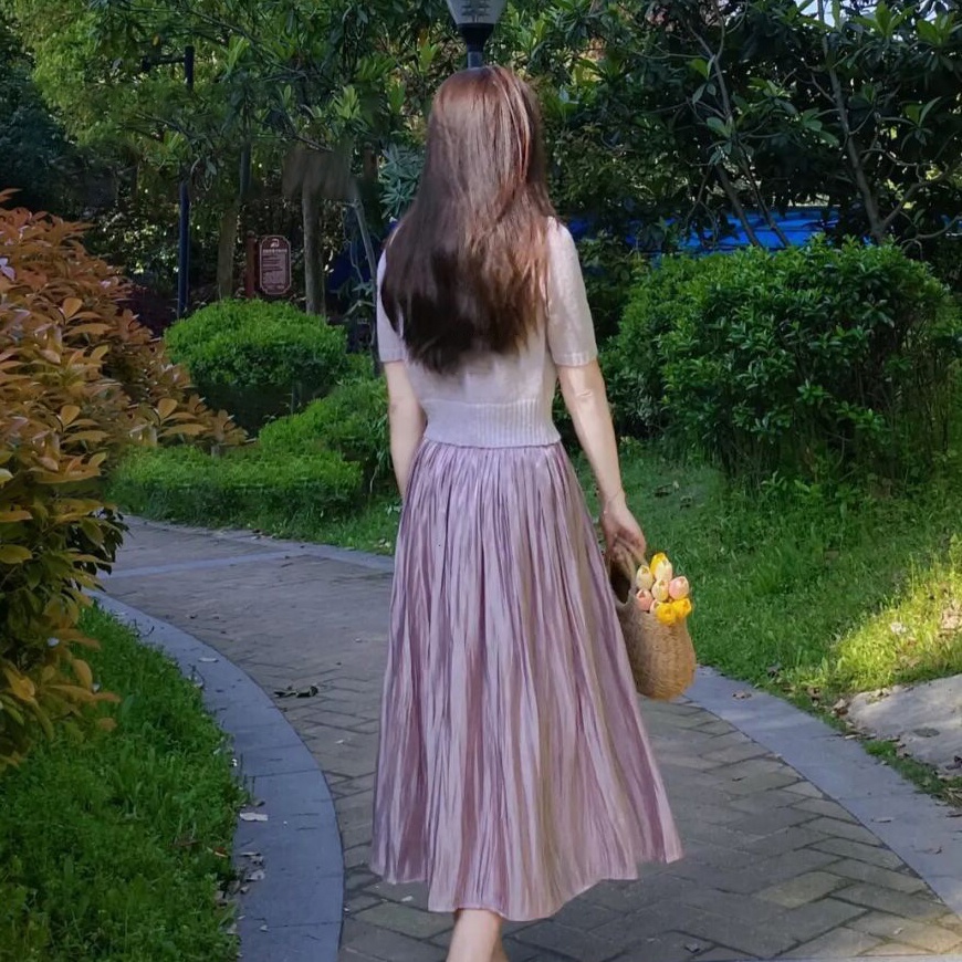 Đầm Tím Nhạt Cao Cấp Phong Cách Hoàng Gia Pháp Thời Trang Mùa Hè Cho Nữ FF