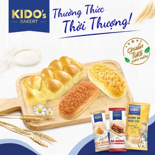 Bánh mì tươi kido chà bông - gà nướng - takoyaki - hoa cúc - socola - bơ - lá dứa - việt quất