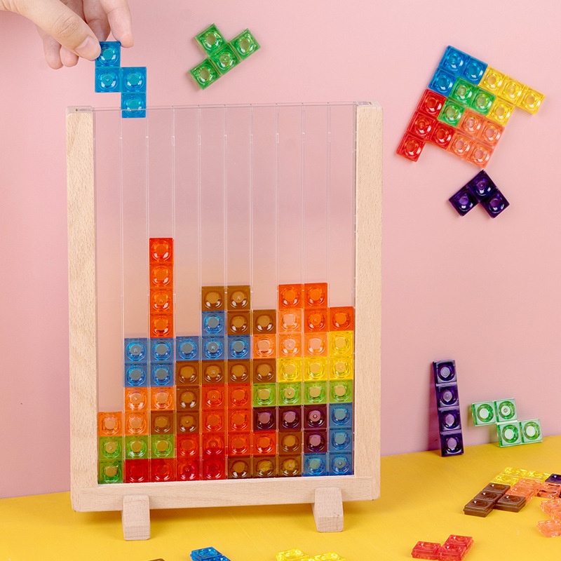 Đồ Chơi Xếp Hình Tetris 3D Bằng Gỗ Kích Thích Trí Não