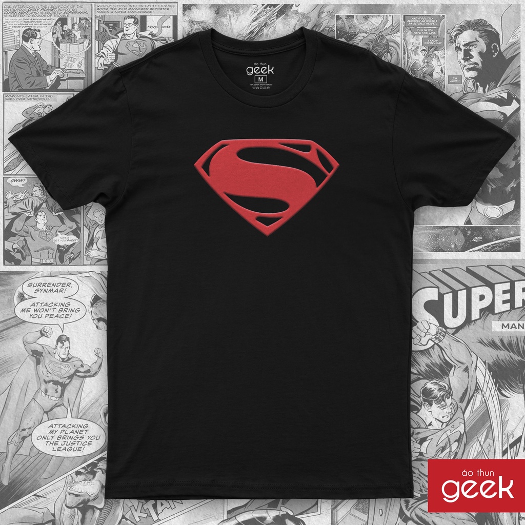 Áo thun in hình Superman nổi 3D Hàn Quốc, 100% Cotton, siêu mịn
