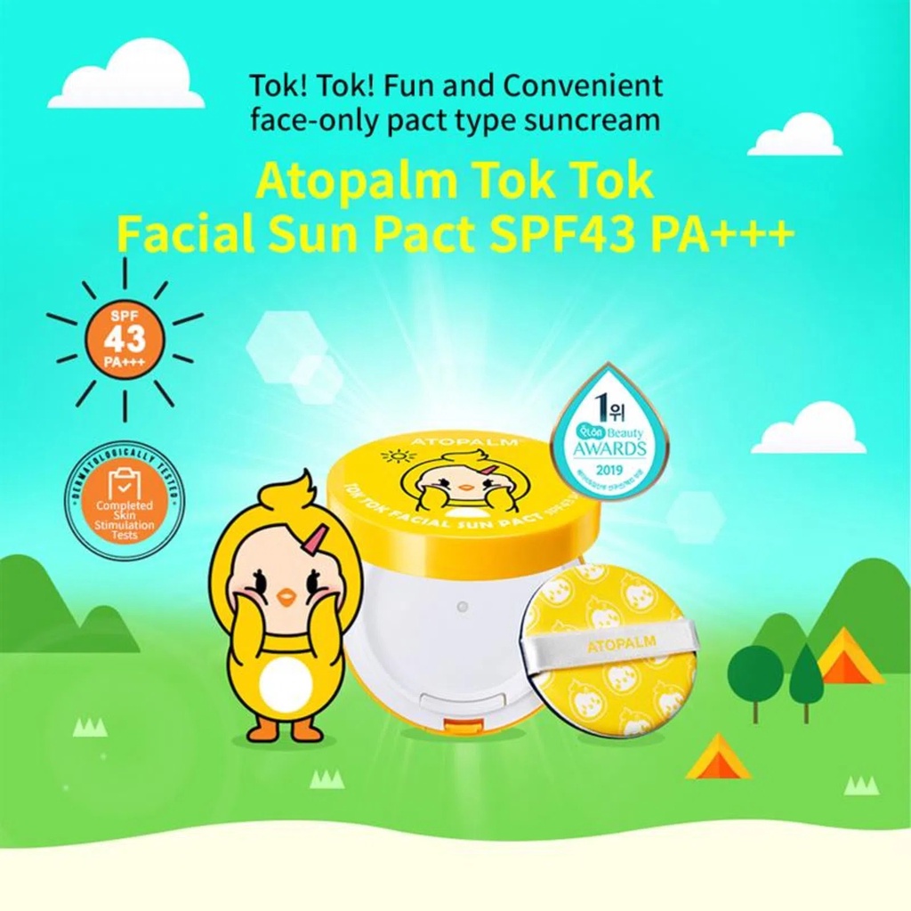 Phấn Chống Nắng Cushion An Toàn Cho Mẹ Và Bé ATOPALM TOK TOK Facial Sun Pact SPF43 PA+++ 15g