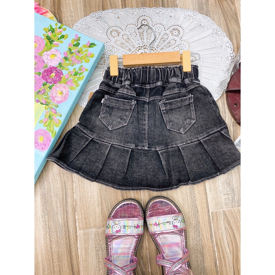 Chân váy jean bé gái mẫu micky cực sang chảnh, chân váy bò cho bé gái 10-21kg