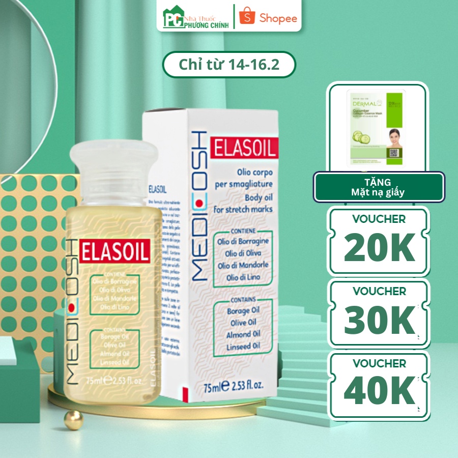 Dầu Rạn Da Medicosh Elasoil Làm Mờ Vết Rạn Do Tăng Cân, Tuổi Dậy Thì, Bầu & Sau Sinh Nhập Khẩu Từ Ý (Chai 75ml)