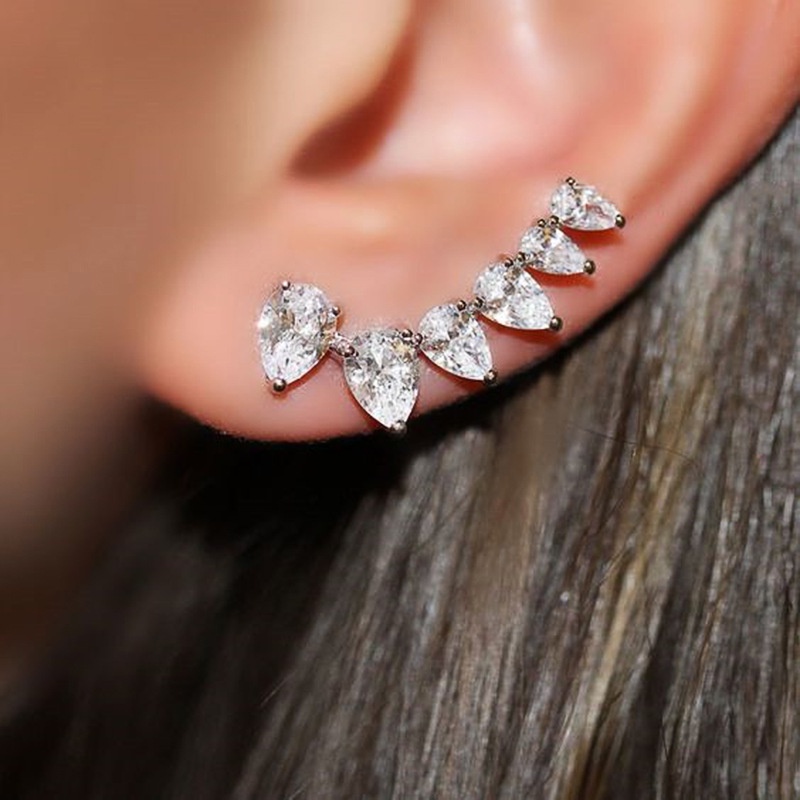 Đôi Khuyên Tai Hình Giọt Nước Đính Đá Thời Trang Cho Nữ