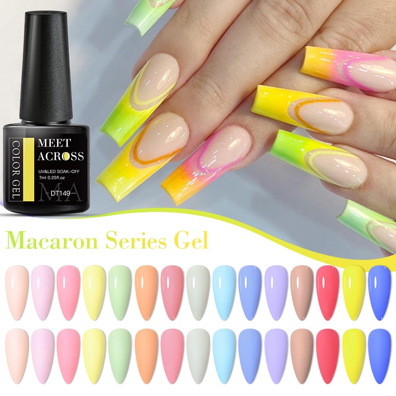 Gel Sơn Móng Tay MTSSII MEET ACROSS Sấy Khô UV LED Bán Vĩnh Viễn Màu Trơn Macaron Tùy Chọn 7ml