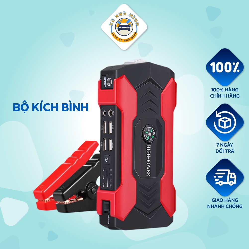 Bộ kích bình 12V Xe Nhà Mình, cứu hộ ô tô khẩn cấp, dung lượng 48000mAh, chức năng kích bình, pin xạc dự phòng, đèn led