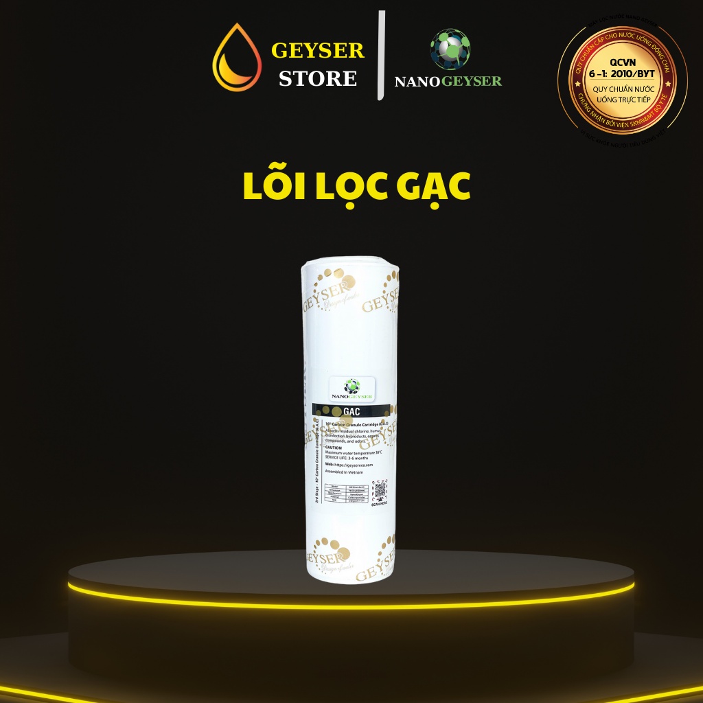 Lõi lọc nước Bộ lõi học 123 máy ro lõi PP 5MCR, GAC ,PP 1MCR Nano Geyser- Hàng chính hãng, Lõi 1 đổi 1 bộ lõi thay thếế