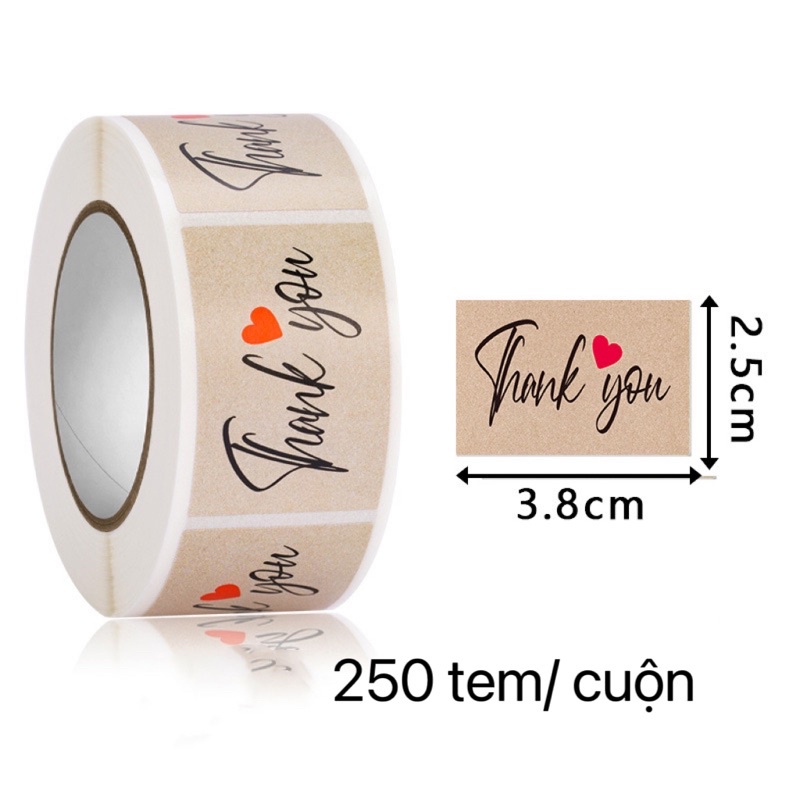 TEMMY392-398_Tem dán chữ " Thank you" >