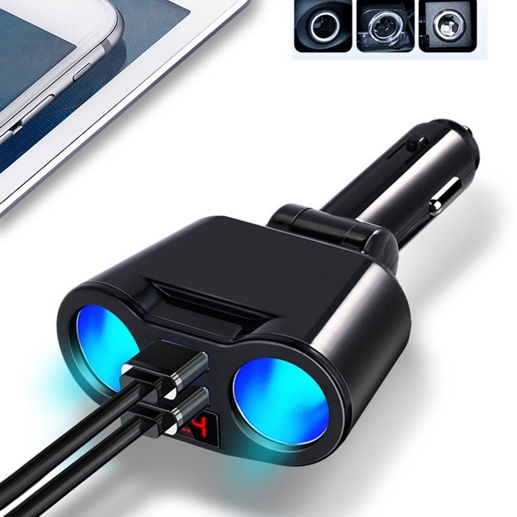 Tẩu Sạc USB ABS Có Màn Hình Kỹ Thuật Số Hình Hoa Hướng Dương Bảo Vệ An Toàn Cho Xe Hơi