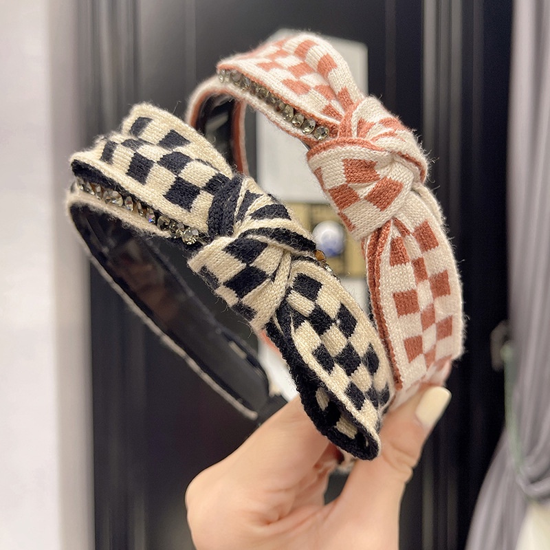 Băng Đô Cài Tóc Phủ Lông Họa Tiết Chấm Bi Thời Trang Thu Đông